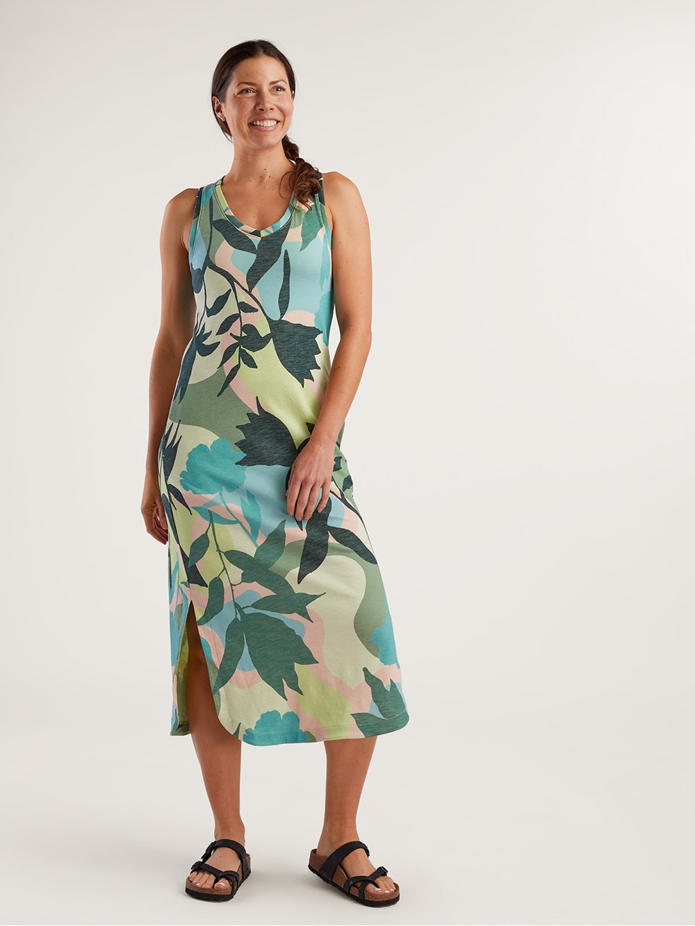 Title Nine Danvers Tropical Colorful Midi Dress